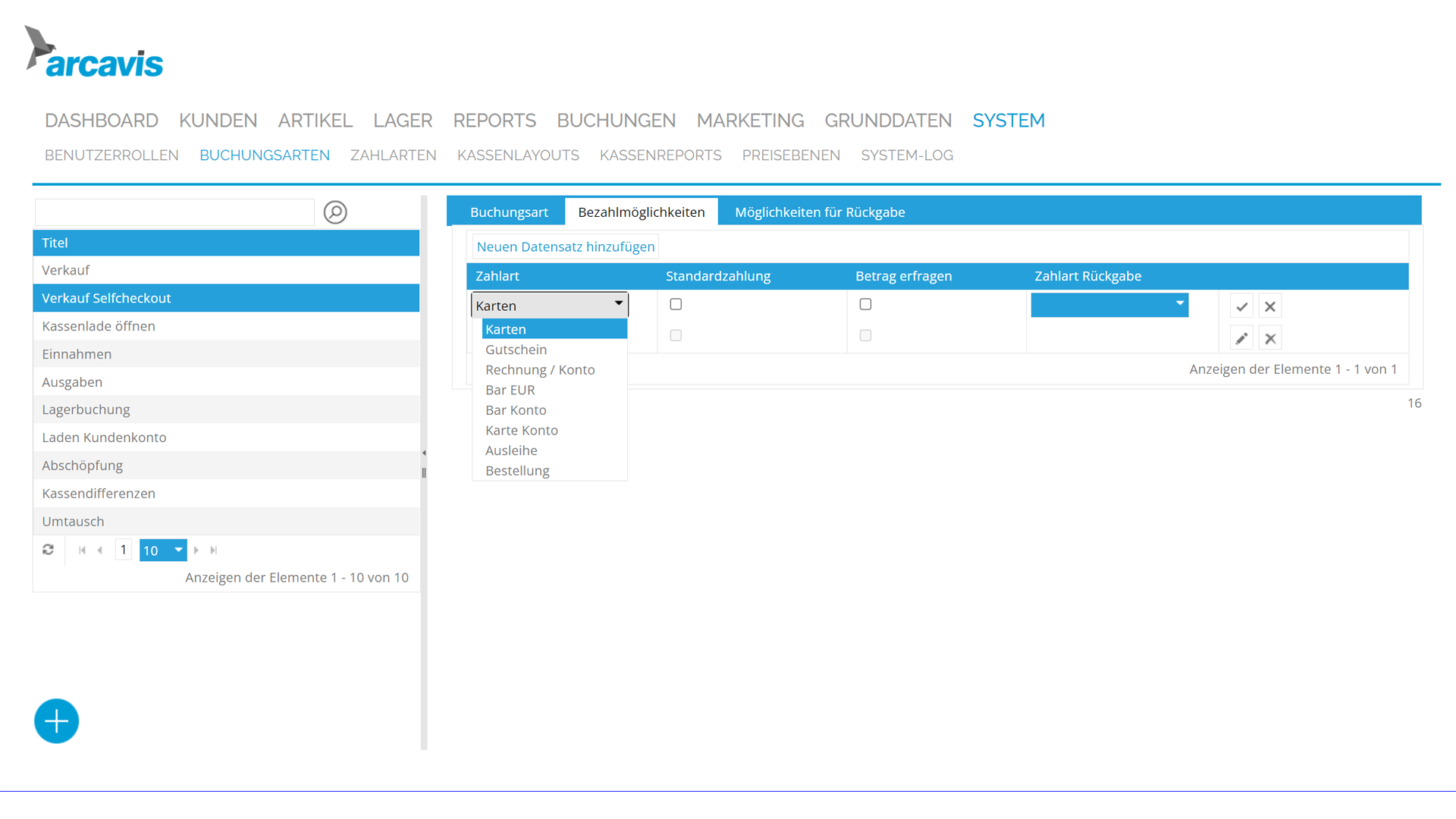 Arcavis SelfCheckOut Bezahlmöglichkeiten