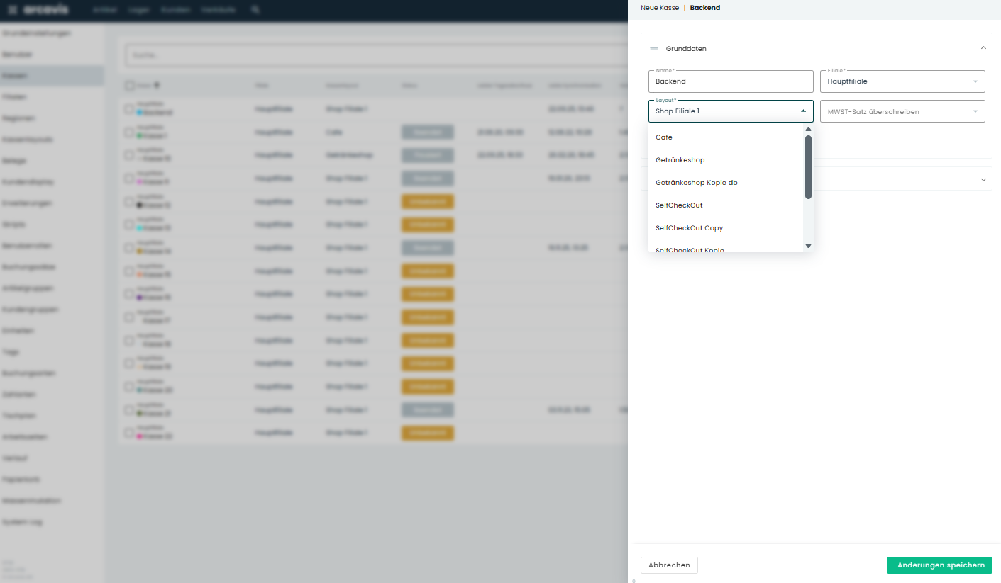 Kassenlayout zur Kasse hinzufügen